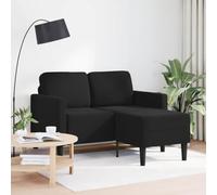 HETFTJN Divano a L a 2 Posti con Chaise Longue in Velluto Nero 125 cm | Sofà angolare salvaspazio per soggiorno e piccoli appartamenti, con morbida seduta imbottita in schiuma e gambe stabili.
