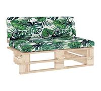 HETFTJN Divano centrale per pallet, 110 × 65 × 55 cm, in legno di pino impregnato con cuscino a foglie, panchina da giardino modulare per balcone/terrazze/soggiorno, design robusto per esterni
