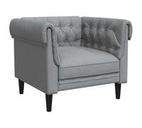 HETFTJN Divano Chesterfield 1 Posto in Poliestere Grigio Chiaro | Poltrona singola dal design lineare per soggiorno e camera da letto, con imbottitura confortevole e piedini neri.
