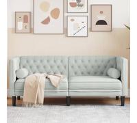 HETFTJN Divano Chesterfield a 2 posti, in velluto grigio chiaro, con cuscini per il collo, 174 x 74,5 x 70,5 cm, comodo ed elegante, per soggiorno, camera da letto, piccoli spazi