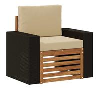 HETFTJN Divano da Giardino 1 Posto in Legno Massello di Acacia | Poltrona modulare in acacia con cuscini beige, ideale per creare un salotto relax su terrazzo o balcone.