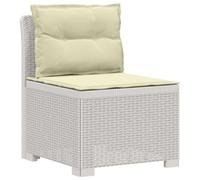 HETFTJN Divano da Giardino 1 Posto in PP Effetto Rattan Bianco | Seduta modulare da esterno per balcone e veranda con cuscini imbottiti color panna sfoderabili e portata 120 kg.