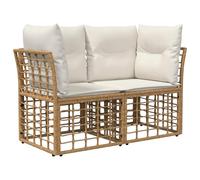 HETFTJN Divano da Giardino 2 Posti in Polyrattan con Cuscini Naturale | Set modulare due pezzi con struttura in acciaio e polyrattan, ideale per momenti di relax in giardino, patio o terrazzo.