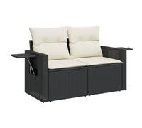 HETFTJN Divano da Giardino 2 Posti in Polyrattan con Tavolino e Cuscini | Ideale per giardino e terrazzo, questa panchina outdoor include vano salvaspazio sotto la seduta e tavolino pieghevole.