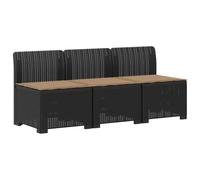 HETFTJN Divano da Giardino 3 Posti Modulare PP Effetto Rattan Antracite | Seduta componibile da esterno per balcone, veranda e terrazzo. Include 3 elementi con morbidi cuscini sfoderabili.