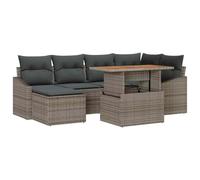 HETFTJN Divano da giardino 7 pezzi grigio polyrattan modulare 55 x 55 cm seduta con vano portaoggetti e tavolo design moderno robusto per balcone terrazza e giardino