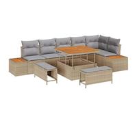 HETFTJN Divano da giardino 9 pezzi beige polyrattan resistente alle intemperie con spazio 100 x 100 x 71 cm divano angolare balcone lounge modulare leggero per terrazza giardino balcone