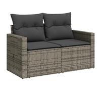 HETFTJN Divano da giardino a 2 posti, 124 x 62 x 69 cm, in polyrattan grigio, con vano portaoggetti e tavolino, design moderno, per piccoli balconi, terrazze e lounge per esterni