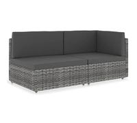 HETFTJN Divano da giardino in 2 pezzi, 58,5 x 65,5 cm, in rattan sintetico, in poliestere, per balconi e terrazzi