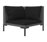 HETFTJN Divano da Giardino in Polyrattan Mezzo Tondo con Cuscini Grigio