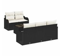HETFTJN Divano da giardino nero, 5 pezzi, in rattan sintetico, con tavolino da caffè, 55 x 62 cm, modulare lounge per terrazza, giardino e piccolo balcone