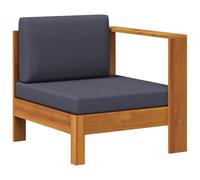 HETFTJN Divano da giardino, parte centrale, in legno di acacia, 70 x 65 x 60 cm, grigio scuro, con braccioli, durevole, modulabile, per balcone, terrazza e giardino