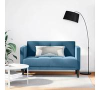 HETFTJN Divano in velluto a due posti, 124 x 67 x 74,5 cm, colore blu, anima in piuma per imbottitura durevole, piccolo divano salvaspazio per soggiorno, camera dei ragazzi e ufficio