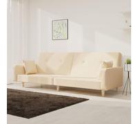 HETFTJN Divano letto 2 posti, crema, 220 x 84,5 cm, con 2 cuscini, divano allungabile con cornice in legno, piccolo divano letto salvaspazio per soggiorno, camera degli ospiti, camera dei ragazzi