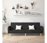 HETFTJN Divano letto a 2 posti, nero, 220 x 84,5 cm, in tessuto con cornice in legno, design moderno, robusto e confortevole, allungabile come letto per gli ospiti per soggiorno, ufficio, studio e