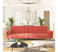 HETFTJN Divano letto a due posti rosa, 220 x 84,5 cm, in velluto, telaio in legno, gambe in metallo, con funzione letto per ospiti e 2 cuscini, design moderno per soggiorno, camera dei ragazzi