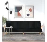 HETFTJN Divano letto allungabile con braccioli e 2 cuscini, fodera in tessuto resistente, design moderno per soggiorno, camera degli ospiti, 224 x 89 x 70 cm, colore nero