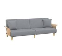 HETFTJN Divano letto con braccioli, in tessuto grigio chiaro, 224 cm, 3 posti, con funzione letto e schienale regolabile, moderno letto per gli ospiti, include 2 cuscini per il soggiorno