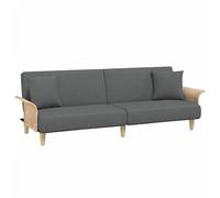 HETFTJN Divano letto con braccioli, in tessuto grigio scuro, 224 cm, con schienale regolabile e 2 cuscini, divano con funzione letto, per soggiorno e camera degli ospiti, 3 posti