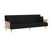 HETFTJN Divano letto con braccioli, in tessuto nero, a 3 posti, con 2 cuscini, schienale regolabile, letto per gli ospiti, moderno divano per soggiorno, 224 x 89 x 70 cm
