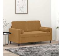 HETFTJN Divano letto da 2 pezzi, in velluto, marrone, 138 x 77 x 80 cm, moderno, piccolo con cuscino decorativo, struttura in metallo, comoda profondità di seduta, per livingroom, balcone, camera dei