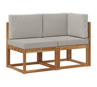 HETFTJN Divano Modulare da Esterno in Acacia con Cuscini, 2 Pezzi | Set di sedute modulari in legno massello per giardino, terrazzo e patio, completo di morbidi cuscini sfoderabili.