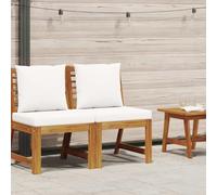 HETFTJN Divano Modulare in Legno Massello di Acacia con Cuscini Crema | Elemento centrale componibile in acacia finita a olio con soffici cuscini per patio, terrazza, balcone e bordo piscina.