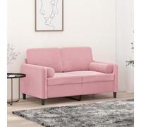 HETFTJN Divano rosa a 2 posti in velluto, 138 x 77 x 80 cm, moderno divano a due posti con cuscino decorativo, comodo piccolo divano per soggiorno, camera dei ragazzi e balcone