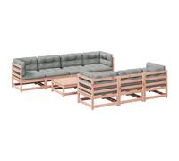 HETFTJN Douglasie - Set di 8 divani da giardino, 70 x 70 cm, colore grigio, imbottito, per balconi e lounge modulari, resistenti alle intemperie, per esterni, piccola terrazza, balcone, giardino