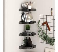 HETFTJN Eck - Set di 4 mensole sospese a nido d'ape in MDF, colore nero, 25 x 25 x 3,8 cm, sistema di montaggio invisibile per libri, decorazione da collezione