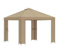 HETFTJN Gazebo da 3 x 3 m, beige, per terrazza, con ventilazione, stabile gazebo da giardino in acciaio e poliestere da 190 g/m², tenda rettangolare per giardino, terrazza e esterni