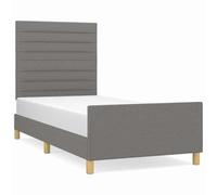 HETFTJN Giroletto 1 Piazza 100x200 cm Tessuto Grigio Scuro | Testiera regolabile in altezza e doghe in compensato per il massimo comfort nella tua camera da letto.