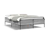 HETFTJN Giroletto 150x200 cm Legno Multistrato Metallo Grigio Sonoma | Struttura per camera da letto con doghe stabili e gambe robuste per un supporto ottimale durante il riposo notturno.