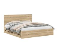 HETFTJN Giroletto 200x200 cm con 6 Cassetti Legno Rovere Sonoma | Giroletto matrimoniale per camera da letto con 6 cassetti integrati, testiera inclusa e finitura rovere sonoma.