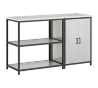 HETFTJN HATTEM - Set di 2 mobili da cucina e scaffali per esterni, in acciaio zincato, robusto sistema di stoccaggio per giardino e terrazza, unità da cucina modulare, 150 x 50 x 92 cm