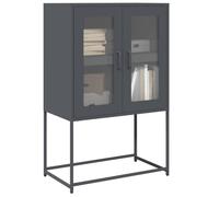 HETFTJN Highboard antracite, 68 x 39 x 107 cm, in acciaio con 4 scomparti e 2 porte, design industriale, robusto spazio per Living Room, cucina, ufficio, corridoio