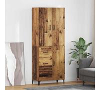 HETFTJN Highboard da parete in legno anticato 69,5 x 34 x 180 cm, materiale in legno con 2 ante e 1 cassetto, credenza moderna con ampio spazio per soggiorno, cucina, corridoio