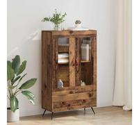 HETFTJN Highboard in legno vecchio 69,5 x 31 x 115 cm, legno ingegnerizzato con frontale in vetro, moderna credenza con cassetti e porte, robusto mobili per soggiorno per soggiorno, corridoio e