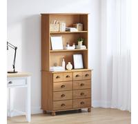 HETFTJN Hutch ASKIM Credenza per Cucina e Sala da Pranzo in Legno Massello di Pino Marrone Bruno con 8 Cassetti e 2 Ripiani Design Vintage Facile da Montare