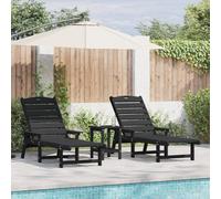 HETFTJN Lettini Prendisole 2 Pezzi Nero HDPE, Sdraio Regolabile per Esterno con Schienale Multi-Posizione, per Relax in Giardino Balcone o Piscina, Dimensioni 162x53x98,5 cm