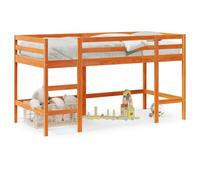 HETFTJN Lettino a soppalco per bambini in pino massiccio, 90 x 190 cm, con scaletta e protezione da 4 lati, salvaspazio, per giocare e dormire a partire dai 6 anni in su
