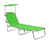 HETFTJN Lettino Pieghevole con Tettuccio Verde Mela 189x58 cm | Ideale per giardino, terrazzo e spiaggia, questo prendisole con parasole regolabile e telaio in acciaio offre pieno relax.