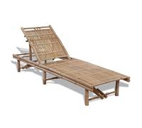 HETFTJN Lettino prendisole in bambù resistente alle intemperie, 200 x 65 cm, pieghevole, regolabile con schienale ergonomico, design moderno per giardino, balcone, campeggio, piscina e terrazza sul
