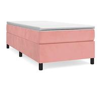 HETFTJN Letto a molle 100 x 200 cm, in velluto rosa, singolo con materasso a molle insacchettate e topper, supporto medio per camera dei ragazzi, camera degli ospiti e camera da letto