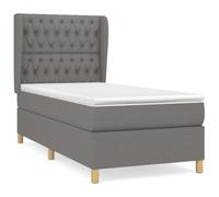 HETFTJN Letto a Molle 100x200cm con Materasso Grigio Scuro | Struttura completa con materasso a molle insacchettate e topper per il massimo comfort nella camera da letto.