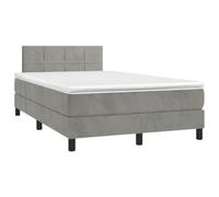 HETFTJN Letto a molle 120 x 190 cm grigio chiaro velluto con testiera regolabile in altezza, materasso a molle insacchettate e topper, moderno letto singolo per camera da letto e camera dei ragazzi