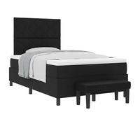 HETFTJN Letto a molle, 120 x 200 cm, nero, con materasso e panchina, in tessuto, design moderno, robusto e durevole, per camera da letto, camera dei ragazzi, camera degli ospiti