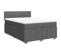 HETFTJN Letto a molle, 140 x 190 cm, con materasso a molle insacchettate e topper, testiera regolabile in altezza, letto imbottito in grigio scuro, sistema di sonno per un sonno riposante