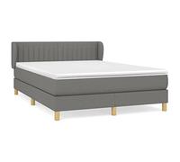 HETFTJN Letto a molle, 140 x 190 cm, grigio scuro, in tessuto robusto e larice massiccio, con testiera regolabile in altezza e materasso a molle insacchettate, per un sonno rilassante in camera da