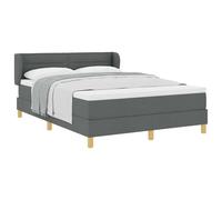 HETFTJN Letto a molle 140 x 190 cm, grigio scuro, testiera regolabile con materasso a molle insacchettate, design moderno, robusto e durevole, per camera da letto, camera degli ospiti, camera dei